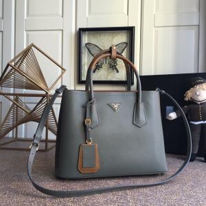 Prada Medium Saffiano Bicolor Leather Double Bag - Image 3