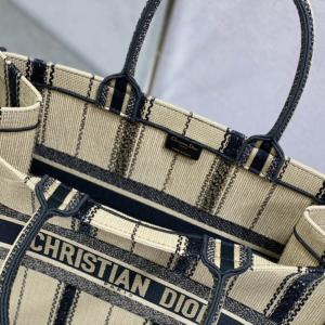 Dior Book Tote Beige Vertical Stripe Embroidery 36.5cm - Image 3