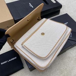 YSL Niki In Linen and Calfskin Leather - Image 4