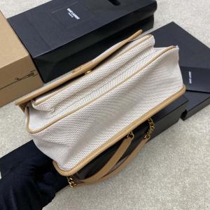 YSL Niki In Linen and Calfskin Leather - Image 5